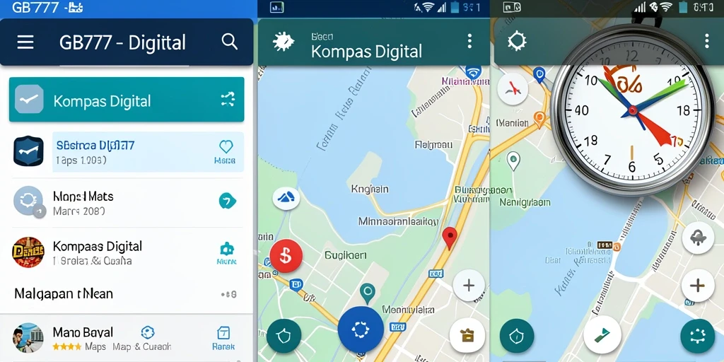 Tampilan antarmuka kompas digital GB777 yang sederhana dan efektif.
