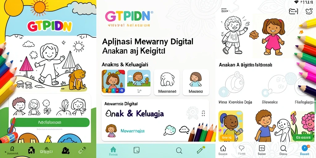 Antarmuka GTPIDN dengan gambar siap diwarnai dan alat yang variatif.