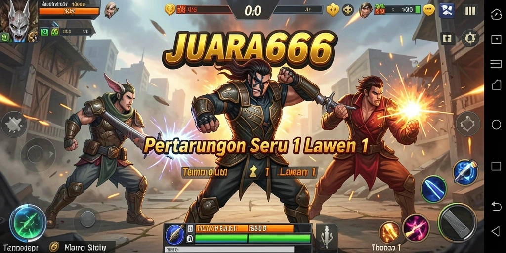 Tampilan UI JUARA666 dalam mode Tempur 1 Lawan 1