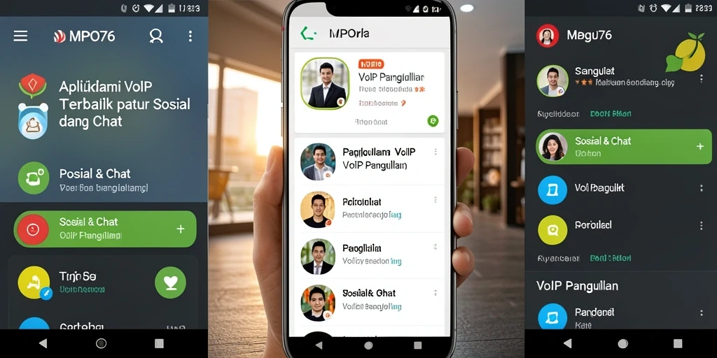 Tampilan antarmuka pengguna MPO76 untuk VoIP Panggilan.