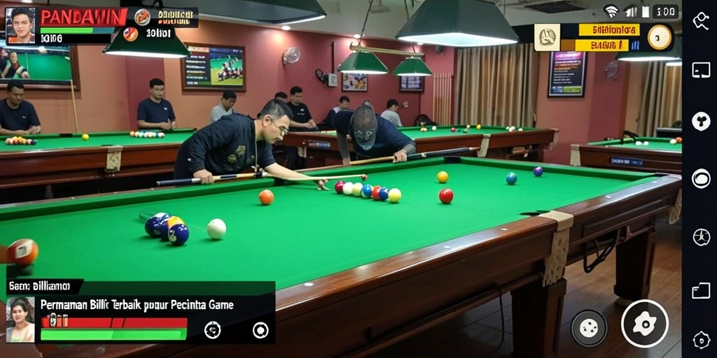 Tampilan antarmuka game Billiard PANDAWIN yang menarik dan interaktif.