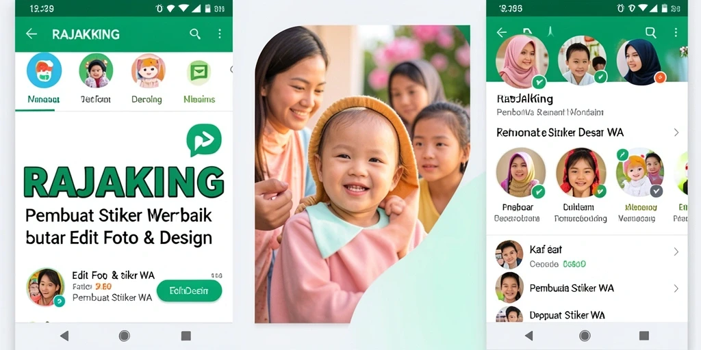 Screenshot antarmuka aplikasi RAJAKING yang menunjukkan fitur pembuat stiker.